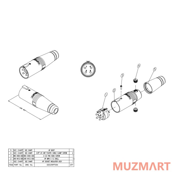 Amphenol AP-4-12 Разъем XLR "папа", 4 контакта