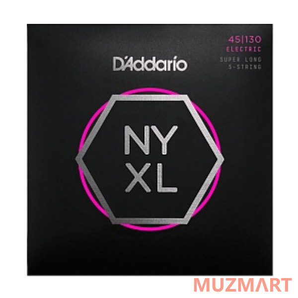 D'Addario NYXL45130SL NYXL Комплект струн для 5-стр бас-гитары, никел, Super Long, RegLight, 45-130,