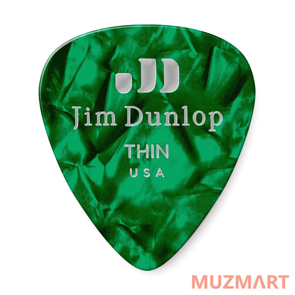 Dunlop 483P12TH Celluloid Green Pearloid Thin 12Pack Медиаторы, 12 шт