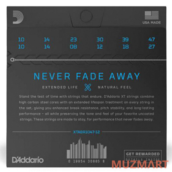 D'Addario XTABR1047-12 Комплект струн для 12 струнной акустической гитары
