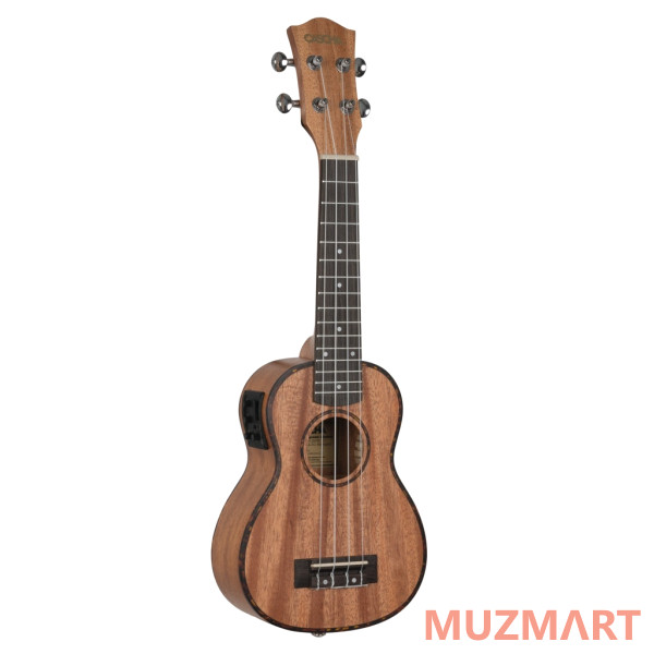 Cascha HH-2026E Mahogany Series Укулеле сопрано со звукоснимателем, с чехлом, цвет натуральный