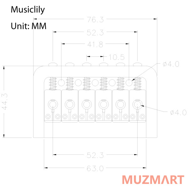 Musiclily MX0826BK Бридж для электрогитары, черный