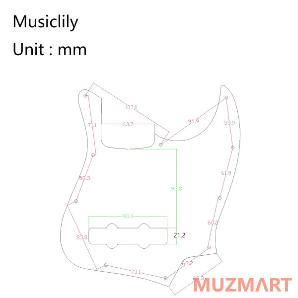Musiclily MX0422 Защитная накладка бас-гитары Jazz Bass, 4 слоя, черепаший панцирь