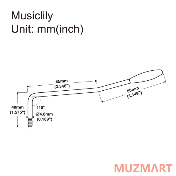Musiclily MX2208CR Рычаг тремоло Strat Style, хром/белый