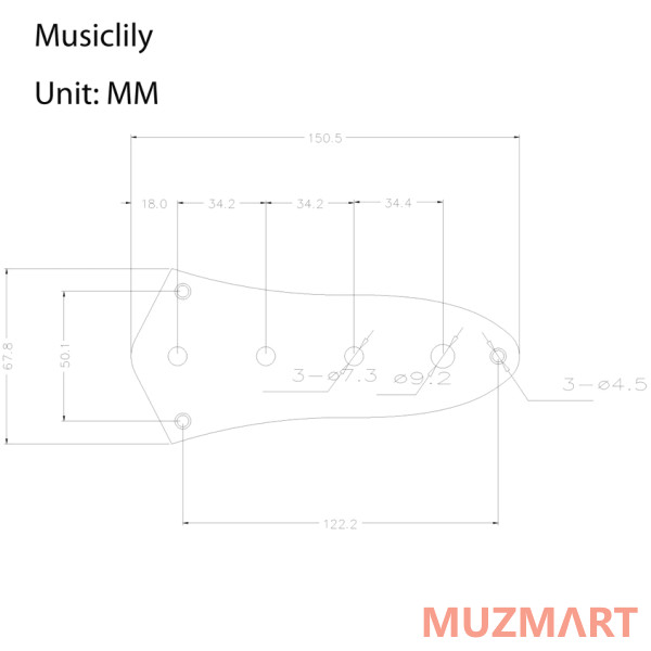 Musiclily M511 Темброблок с панелью для Jazz Bass, хром