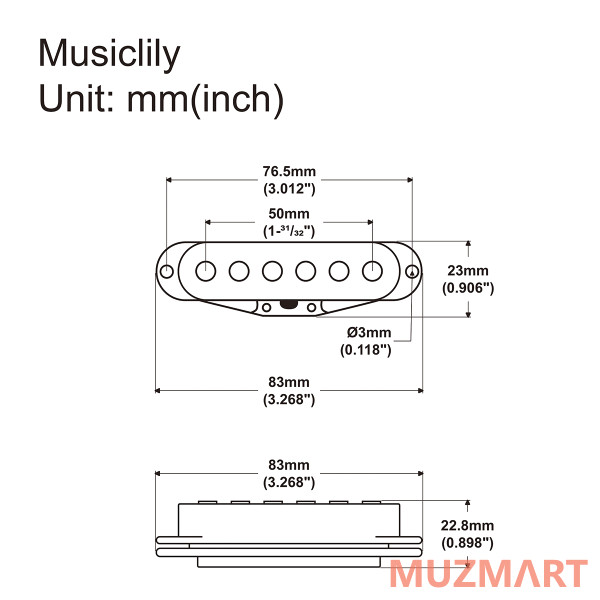 Musiclily MX2295BK Звукосниматель магнитный сингл, для Fender Strat, нековый, черный