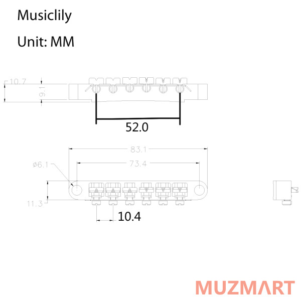 Musiclily M203BK-M205BK Бридж Tune-O-Matic со стоп-баром для Gibson Les Paul, черный