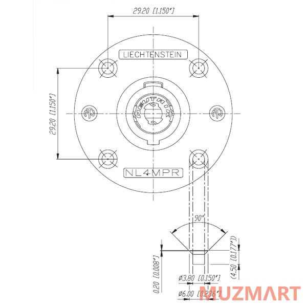 Neutrik NL4MPR Панельный разъём Speakon 4-контактный, 30А