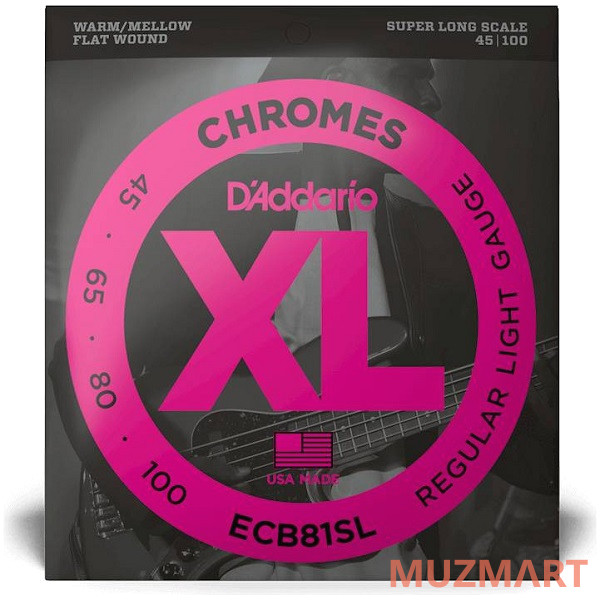 D'Addario ECB81SL Струны для 4-х струнной бас гитары, 45-100