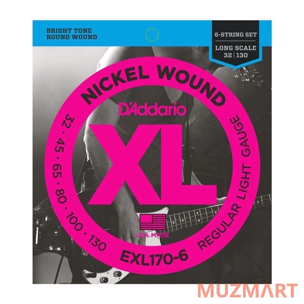 D'Addario EXL170-6 Струны для 6-ти струнной бас гитары, Light, 32-130