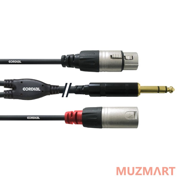 Cordial CFY 3 VFM Кабель Y-адаптер джек стерео 6,3 мм/XLR male+XLR female