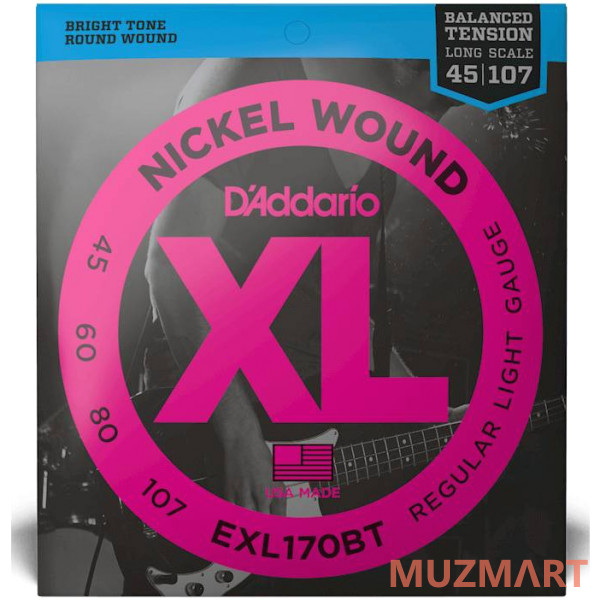 D'Addario EXL170BT Balanced Tension Regular Light Струны для 4-х струнной бас гитары