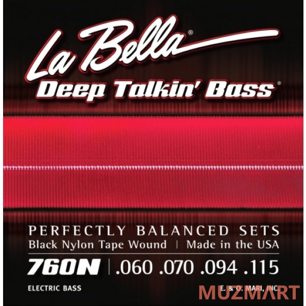 La Bella 760N Hard Струны для 4-х струнной бас-гитары, 60-115